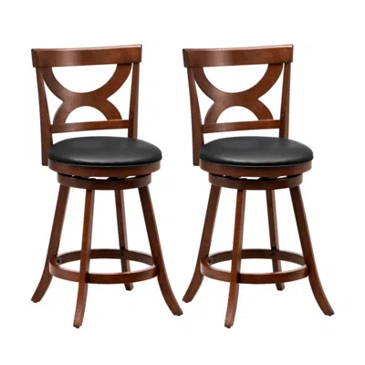 Hivvago 24 Inch Swivel Bar Stools Set Of 2 With Soft Cushion And Elegant Hollow Backrest