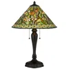 Hivvago 24 Inch Table Lamp, Floral Tiffany Style Stained Glass, Bronze Resin