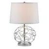 Hivvago 24 Inch Table Lamp, Silver Hollow Geometric Globe Base, Empire Shade