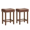 Hivvago 24 Inch Upholstered Pu Leather Bar Stools Set Of 2-brown