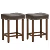 Hivvago 24 Inch Upholstered Pu Leather Bar Stools Set Of 2-gray