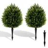 Hivvago 24 Inches Artificial Cypress Topiary Ball Tree Set With Ground Spike