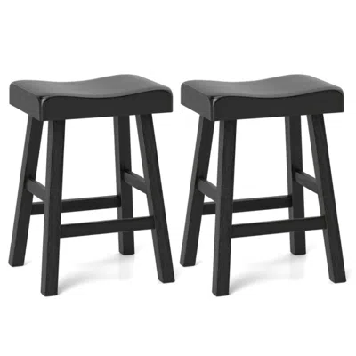 Hivvago 24 Inches Counter Height Stools Set Of 2 With Footrest For Restaurant Cafe Pub-black In Gray