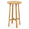 Hivvago 24 Inchteak Wood Round Bar Table With Footrest For Indoors Outdoors