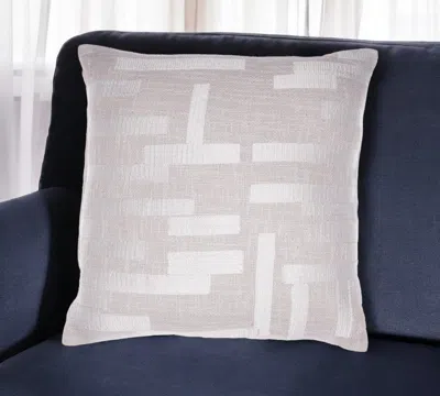 Hivvago 24" Ivory Cotton Blend Throw Pillow With Embroidery In Gray
