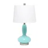 Hivvago 23" Light Blue And Silver Glass And Metal Novelty Table Lamp With White Drum Shade