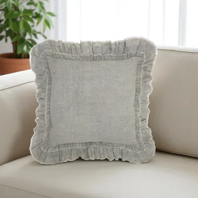 Hivvago 24" Light Gray Pillow With Ruffled Edges
