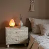Hivvago 24" Natural And White Solid Wood Distressed Carved Scrollwork Two Drawer Nightstand In Neutral