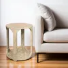 Hivvago 24" Natural Distressed Solid Wood Round Frame End Table With Shelf In Brown
