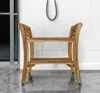 Hivvago 24" Natural Solid Teak Wood Shower Bench With Handles In Brown