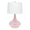 Hivvago 24" Pink And Clear Glass Novelty Table Lamp With White Drum Shade In Pink