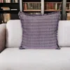 Hivvago 24" Purple And White Cotton Throw Pillow With Fringe In Purple