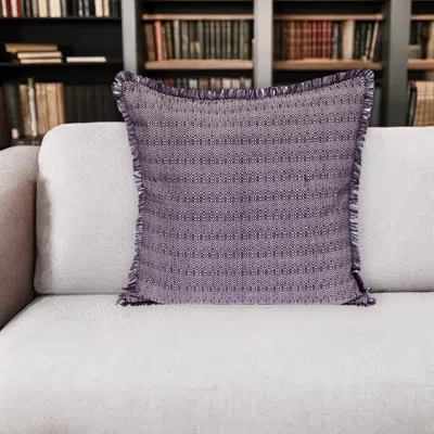 Hivvago 24" Purple And White Cotton Throw Pillow With Fringe