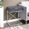 Hivvago 24" Silver And Gray Wood And Metal End Table With Drawer In Gray