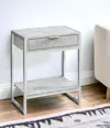 Hivvago 24" Silver And Gray Wood And Metal End Table With Drawer And Shelf In Gray