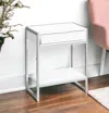 Hivvago 24" Silver And White Wood And Metal End Table With Drawer And Shelf In White