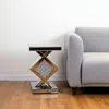 Hivvago 24" Silver Mirrored Glass And Faux Crystals End Table In Metallic