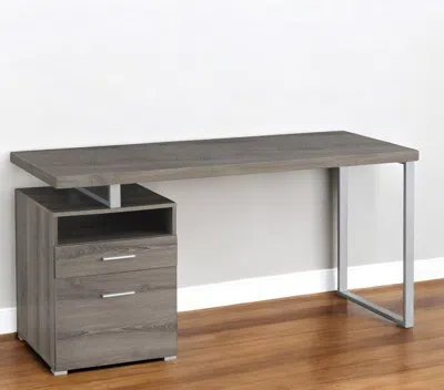 Hivvago 24" Taupe And Silver Computer Desk With Two Drawers In Gray