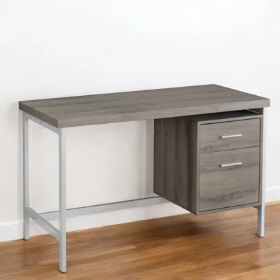 Hivvago 24" Taupe And Silver Computer Desk With Two Drawers In Gray