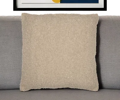 Hivvago 24" Taupe Throw Pillow With Shag In Neutral