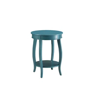Hivvago 24" Teal Blue Solid Wood Round End Table With Shelf