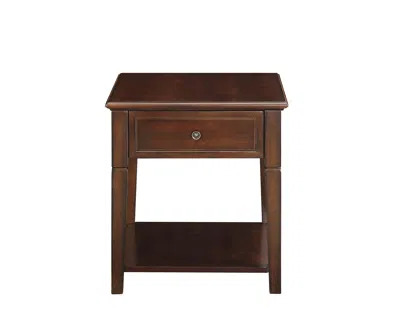 Hivvago 24" Walnut Manufactured Wood Rectangular End Table With Drawer And Shelf In Brown