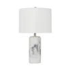 Hivvago 24" White And Black Concrete Table Lamp With White Drum Shade In White