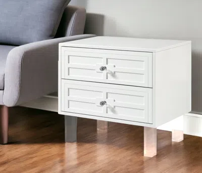 Hivvago 24" White And Clear Wood And Acrylic End Table With Two Drawers