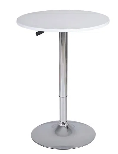 Hivvago 24" White And Silver Rounded Wood And Iron Bar Table In Metallic