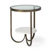Hivvago 24" White Glass Round End Table In Gold