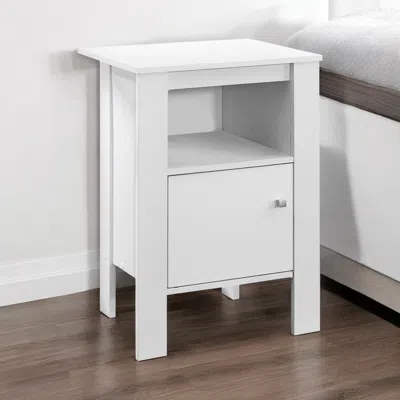 Hivvago 24" White Wood End Table With Shelf