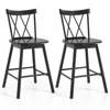 Hivvago 24" Windsor Bar Stools Set Of 2 - Ergonomic Backrest & Footrests - Farmhouse Kitchen Chairs In Black