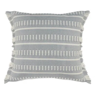 Hivvago 24" X 24" Blue Zippered Coastal Indoor Outdoor Throw Pillow In Gray