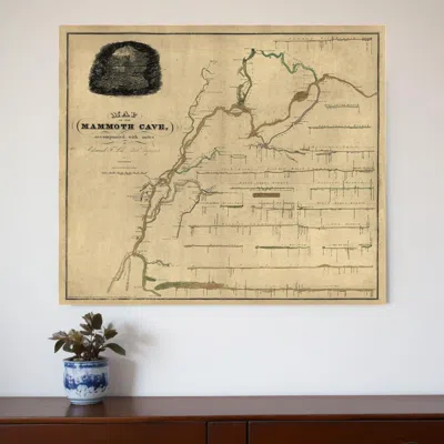 Hivvago 24" X 28" Map Of Kentucky Mammoth Cave Vintage Poster Wall Art In Neutral