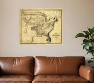 Hivvago 24" X 30" Eagle Map Of America C1833 Vintage Poster Wall Art In Yellow
