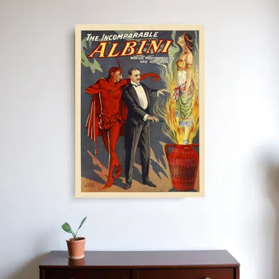 Hivvago 24" X 32" The Incomparable Albini Vintage Magic Poster Wall Art In Multi