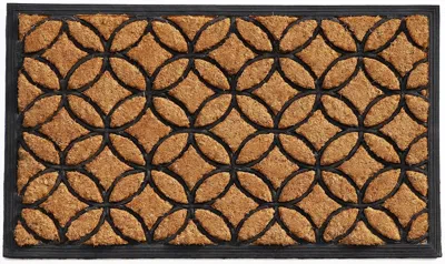 Hivvago 24" X 36" Black And Natural Geometric Outdoor Coir And Rubber Door Mat