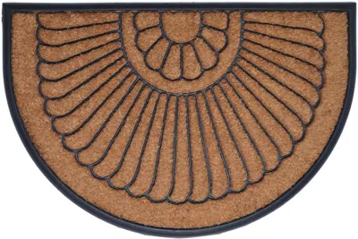 Hivvago 24" X 36" Black And Natural Semi Circle Outdoor Coir And Rubber Door Mat In Brown