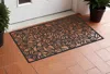 Hivvago 24" X 36" Black Rubber Botanical Leaves Outdoor Door Mat In Brown