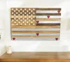 Hivvago 24" X 36" Brown And Gray Stars And Stripes Wood And Metal Hanging Dimensional Sculpture In Brown