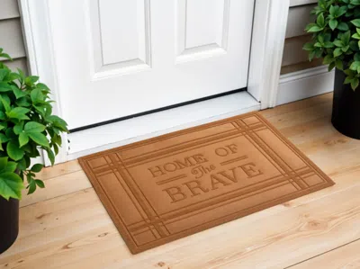 Hivvago 24" X 36" Brown Striped Border Home Of The Brave Outdoor Polypropylene Door Mat