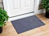 Hivvago 24" X 36" Dark Gray Striped Hello Outdoor Polypropylene Door Mat In Blue