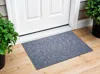 Hivvago 24" X 36" Gray Botanical Leaves Outdoor Polypropylene Door Mat In Blue