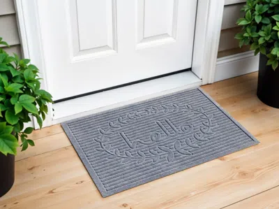 Hivvago 24" X 36" Gray Striped Hello Outdoor Polypropylene Door Mat