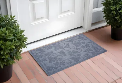 Hivvago 24" X 36" Light Gray Rubber Botanical Leaves Outdoor Door Mat
