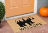 Hivvago 24" X 36" Natural And Black Coir Bear Welcome Outdoor Door Mat In Brown
