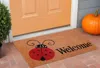 Hivvago 24" X 36" Natural Black And Red Coir Ladybug Welcome Outdoor Door Mat In Brown