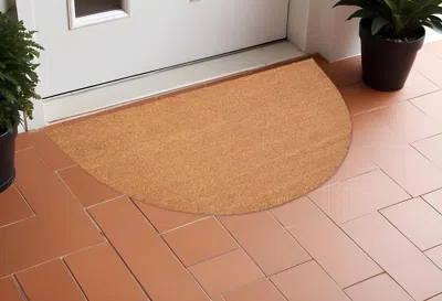 Hivvago 24" X 36" Natural Coir Solid Color Outdoor Semi Circle Door Mat In Brown