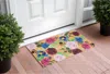 Hivvago 24" X 36" Natural Pink And Green Coir Floral Outdoor Door Mat In Multi
