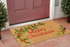 Hivvago 24" X 36" Natural Red And Green Coir Merry Christmas Outdoor Christmas Door Mat In Brown